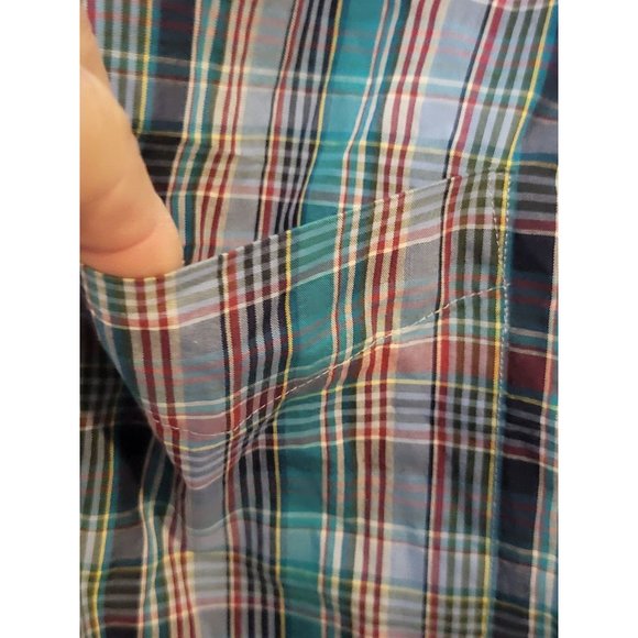 Alan Flusser Long Sleeve Button‎ Down Shirt Blue Red Plaid Men's Size 2XL, XXL - Picture 5 of 6